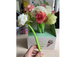 Ручка гелева Квітка-Троянда, СИЛІКОНОВА, 0.5мм, 16 шт\упак, ZF2186