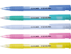 Ручка кулькова автомат ECONOMIX VENERA 0.5мм корпус асорті синий Е10105