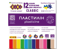 Пластилін CLASSIC 12 кольорів, 240г, KIDS Line ZB.6233