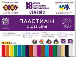 Пластилін CLASSIC 18 кольорів, 360г, KIDS Line ZB.6235