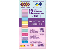 Пластилін PASTEL 12 кольорів, 200г (8 паст+4 глітер), KIDS Line ZB.6240