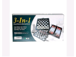 Набір ігор 3 в 1й 24,5 * 12,5 см. Шашки, шахи, нарди. З магнітом 3881