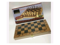 Набір ігор 3 в 1й 34* 16,8 см. Шашки, шахи, нарди деревяні 3830