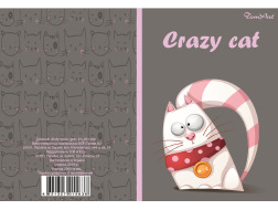 Блокнот Crazy Cats grey, В6 80стор.кольорова клітинка з малюнком 015838