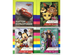 Картон кольоровий А4 ТЕТРАДА Disney 14арк/14кол ТЕ12047, 1/20