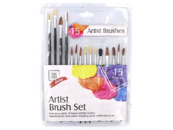 Набір пензликів 15 шт. "Artist brush" плоск+кругл 1702