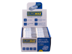 Гумка BUROMAX BM.1118 41х14х8мм прямокутна біло-сіра