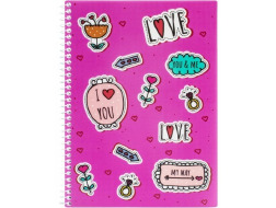 Блокнот "Valentine: Stickers" А5 (150х200), пластикова обкладинка, спіраль, 80 арк., клітинка