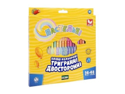 Олівці кольорові Школярик 24/48кол 31212005 пастель,трикутні,з чинк.