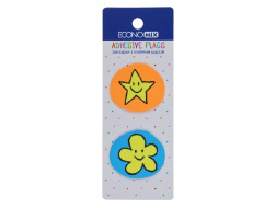 Закладки з клейким шаром 40х45 мм Economix Fun flower and star, 40 шт., пластикові асорті