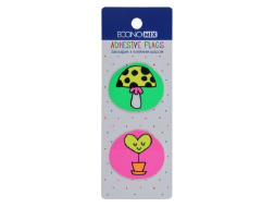 Закладки з клейким шаром 40х45 мм Economix Fun heart and mushroom, 40 шт., пластикові асорті