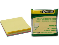 папір.кл., 76х76мм, 100арк, мікс 4кол.*25арк., 4-423-21, 4Office
