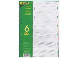 розділювачі кольорові, А4, 6шт., PP, 4-253, 4Office