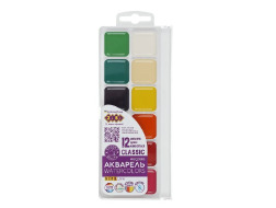 Акварель CLASSIC, 12 кол.,  без/п, пласт./кор., KIDS Line ZB.6584