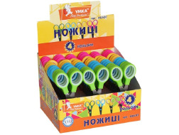 ножиці дит., 13,3см, потовщ. 2х кол. ручки, асорті 4кол в дисплеї, НЦ407, УМКА