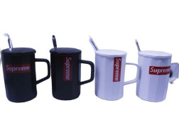 Чашка керамічна 450мл Supreme з кришкою та ложкою
