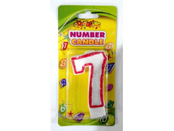 Свічка Цифра 7 з кольоровим контуром і глітером всередині ООПТ