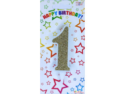 Свічка-цифра золото 1*