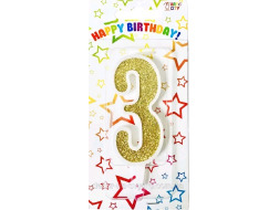 Свічка-цифра золото 3*