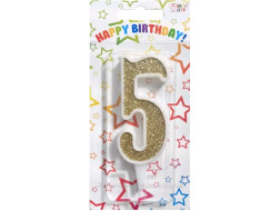 Свічка-цифра золото 5*