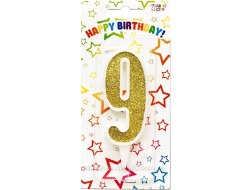 Свічка-цифра золото 9*