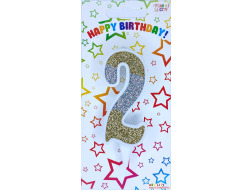 Свічка-цифра золото+срібло 2*