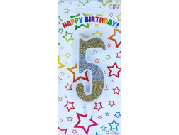 Свічка-цифра золото+срібло 5*