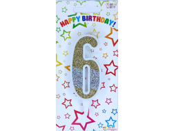 Свічка-цифра золото+срібло 6*