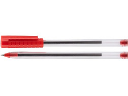 Ручка кулькова OPTIMA HYPE T 1,0 mm. Корпус прозорий, пише червоним														