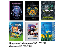 Щоденник *Мандарин* В5 165*240 Мат.лам.+ГЛІТЕР, 7БЦ