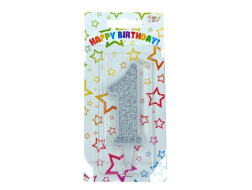 Свічка-цифра срібло 1*