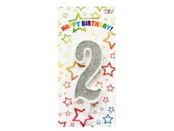 Свічка-цифра срібло 2*