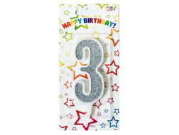 Свічка-цифра срібло 3*