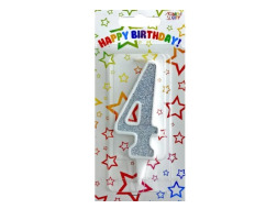 Свічка-цифра срібло 4*