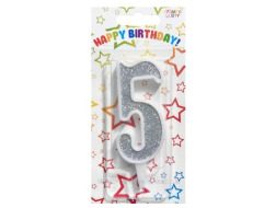 Свічка-цифра срібло 5*