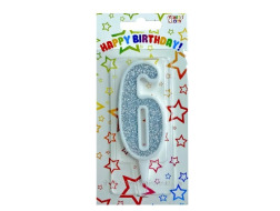 Свічка-цифра срібло 6*