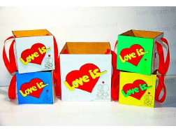 Коробка бокс із фанери 25х25х25см колiр "жовтий"															