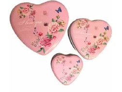 Подарункова коробка MT-211-08, металева, серце, 12x11x5cm, 3шт. в наборі																												