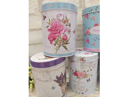 Подарункова коробка MT-213-03, металева кругла рожева з синім, 7.4х10.9см/8.9х12.9см/10.6x13.8cm. 3