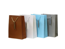 Пакет картоний 210гр з фольгою 26*32*10см Смужки 12шт/уп