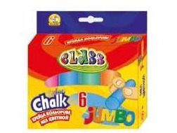 Крейда кольорова КРУГЛА  JUMBO 6 кол х 6 шт.уп, 23х107мм CLASS 7605