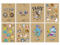 Блокнот Student А6 80арк # верт.спіраль КРАФТ, ВД-лак., 70г/м2  А6-SС-080-6121К