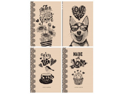 Блокнот,70г,7БЦ з поролоном,113х165 мм, 96 арк., клітинка+чисті+лінія,КРАФТ,Пантон диз.18414-18417