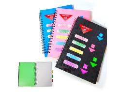 Блокнот Leader В5 108арк # верт.спіраль, пласт.обкл. з 4 розд.1809, (25,5х18см)